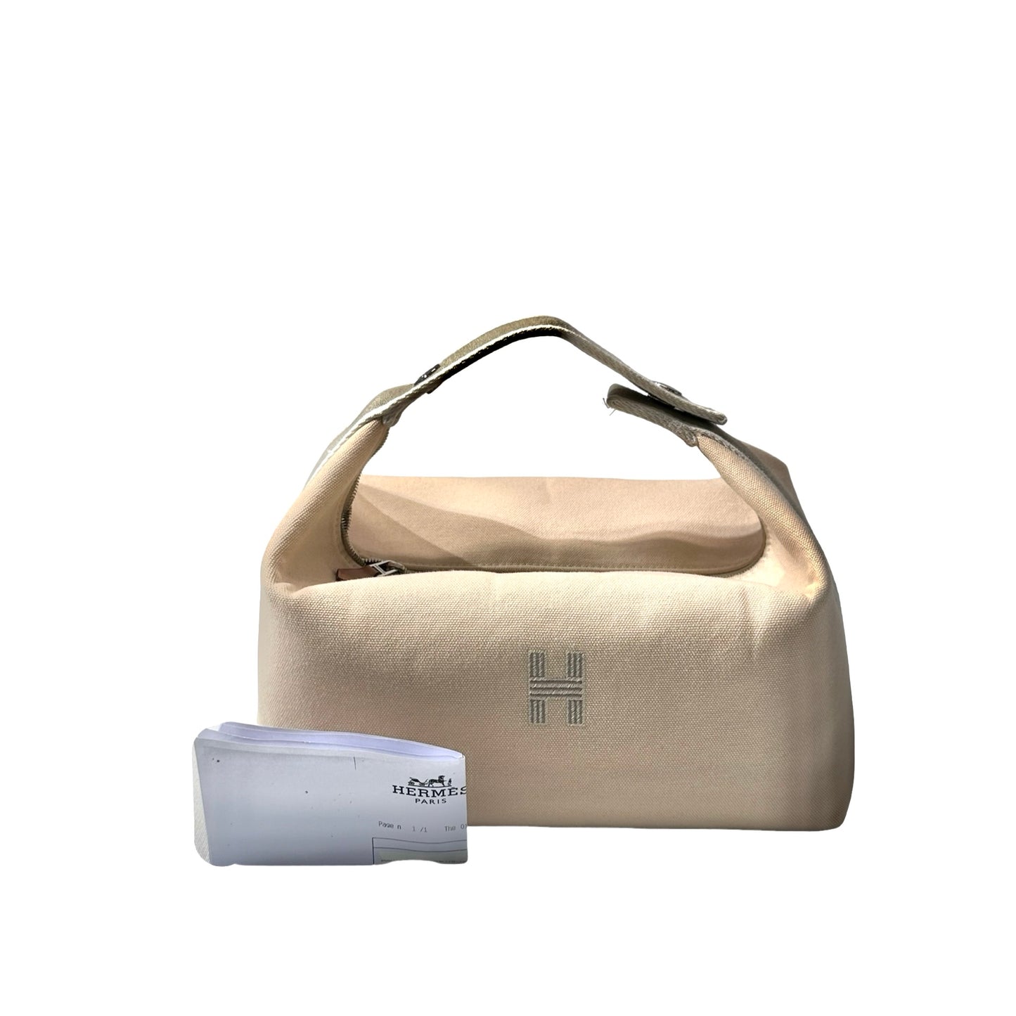 HERMES Canvas Bride-a-Brac GM Pouch Beige