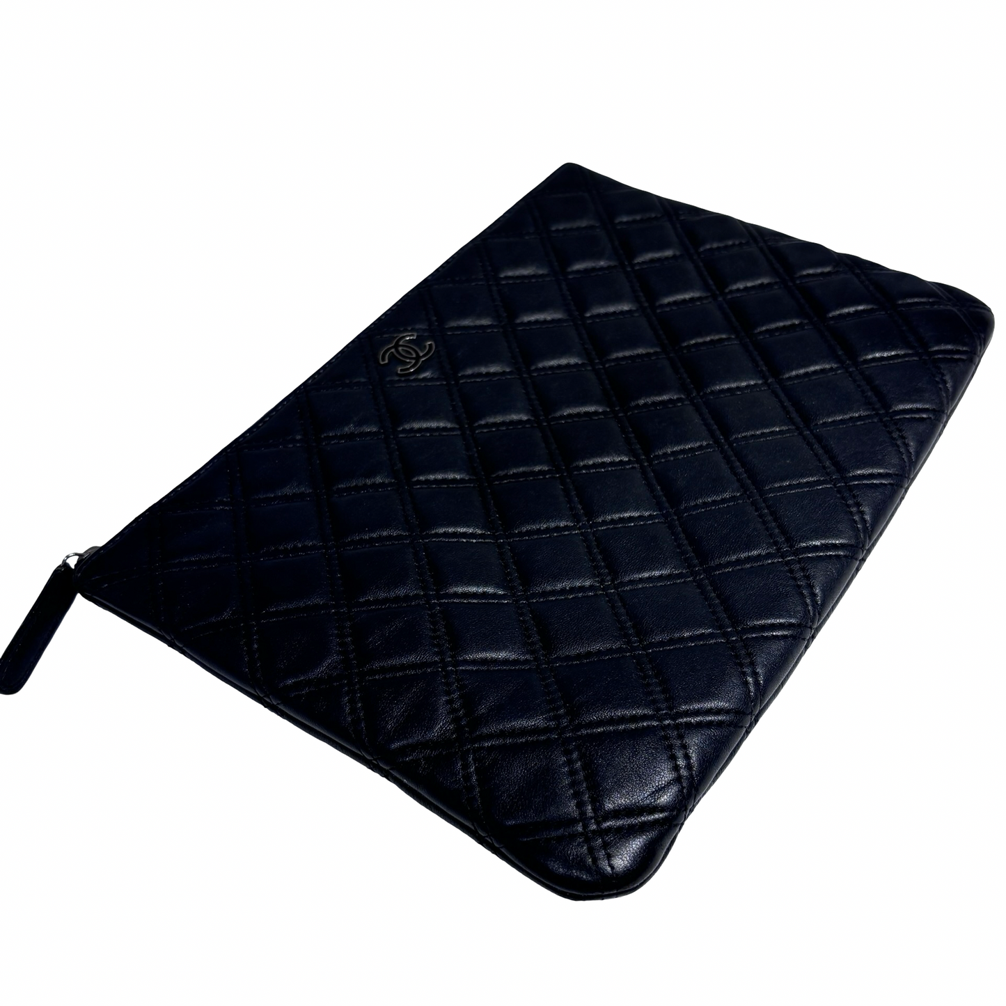 CHANEL BLACK LAMBSKIN CLUTCH PHW [20004170]