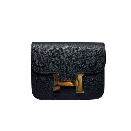Used HERMÈS Calfskin Leather Constance Slim Cross Body Bag Black GHW
