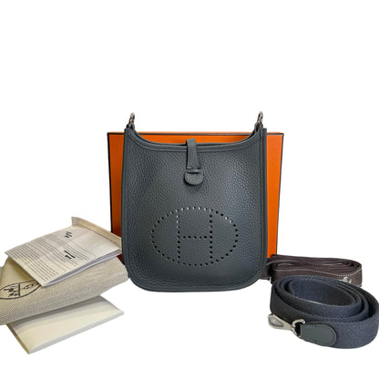 Brand New HERMES Clemence Mini Evelyne Cross body bag Grey PHW