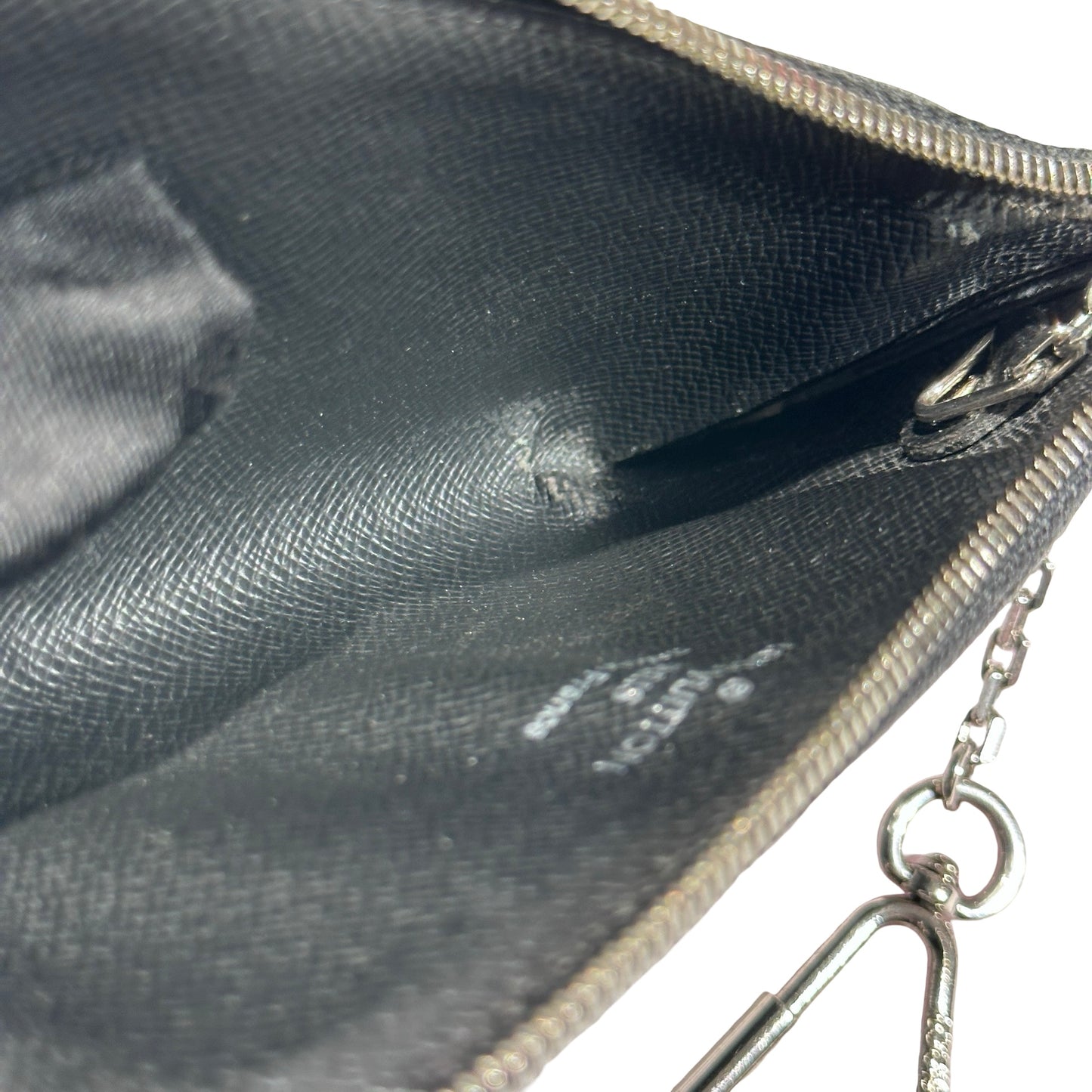 Used LOUIS VUITTON Damier Ebene Canvas KEY POUCH Pouch Black