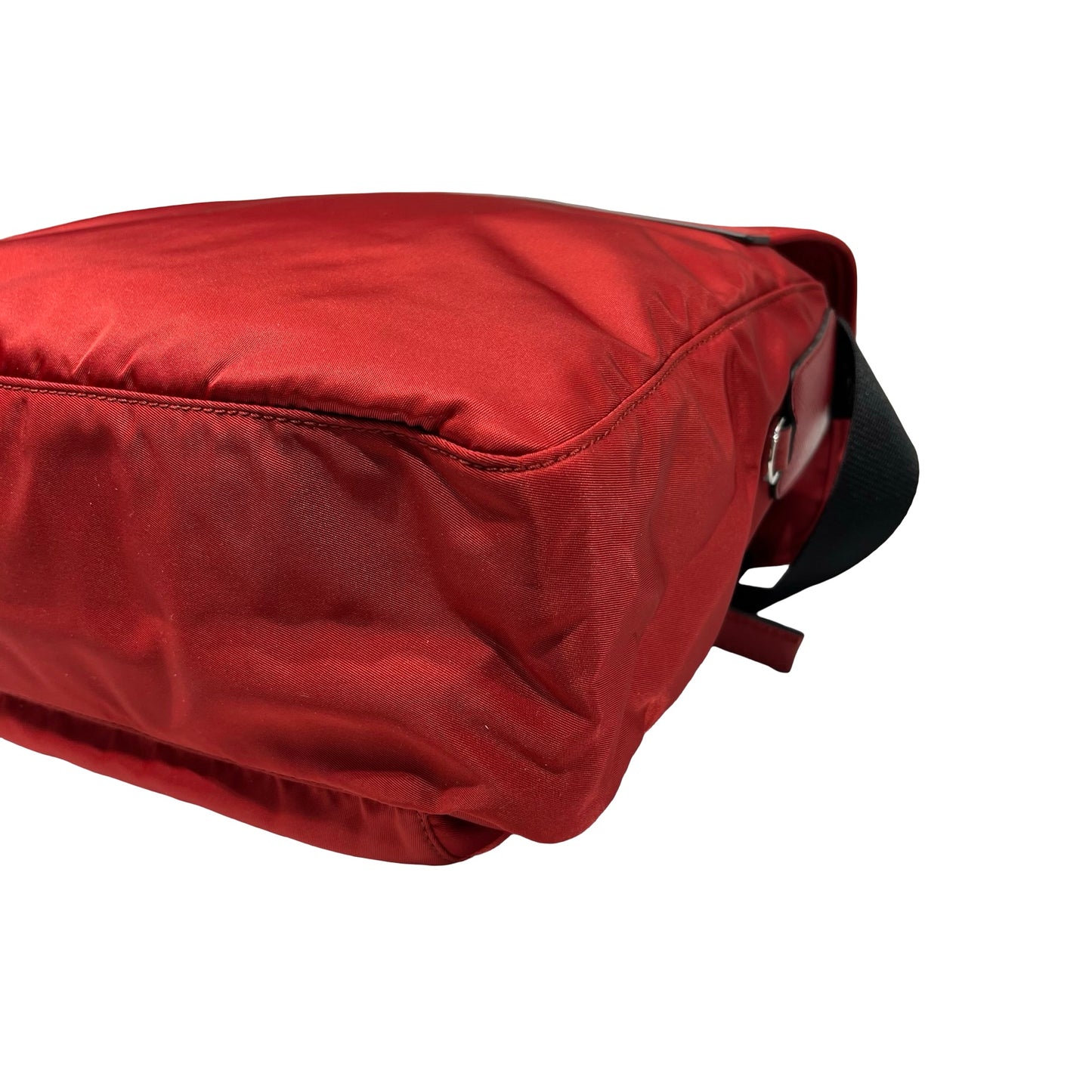 Used Prada Nylon Cross Body Bag Red PHW