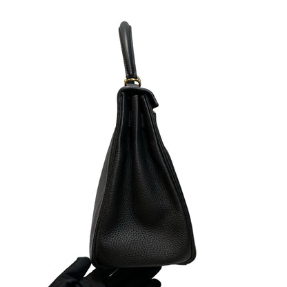 Used Hermès Clemence leather Kelly 28 Handbag Black GHW