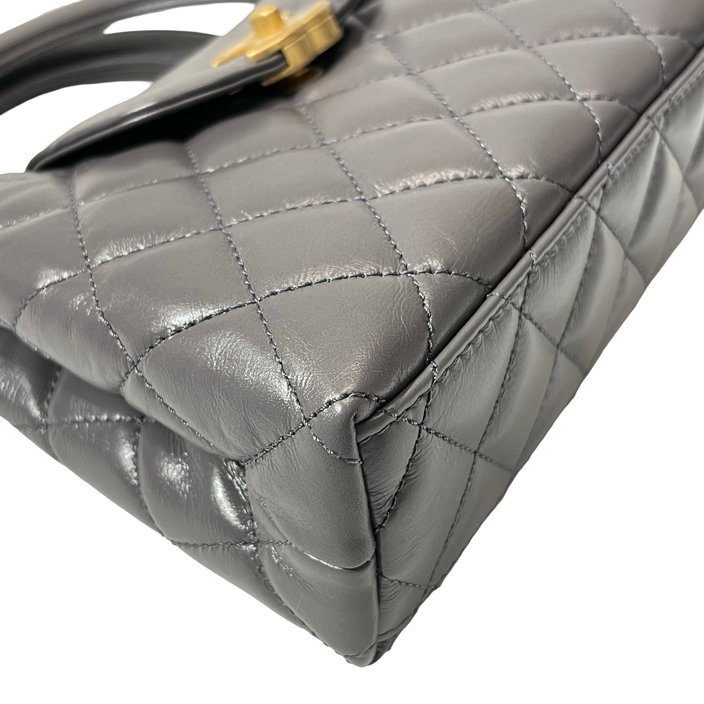 Unused CHANEL KELLY Cross Body Bag Grey GHW