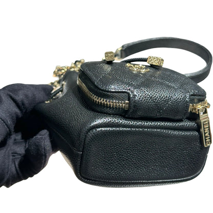 CHANEL MINI BUCKET SHOULDER BAG BLACK GHW CAVIAR SKIN [3001008]