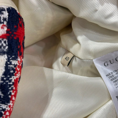 Unused GUCCI Tweed Vest Jacket White Red Blue
