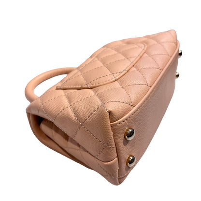 Used CHANEL Caviar Leather Coco Handle Small Shoulder Bag Beige GHW