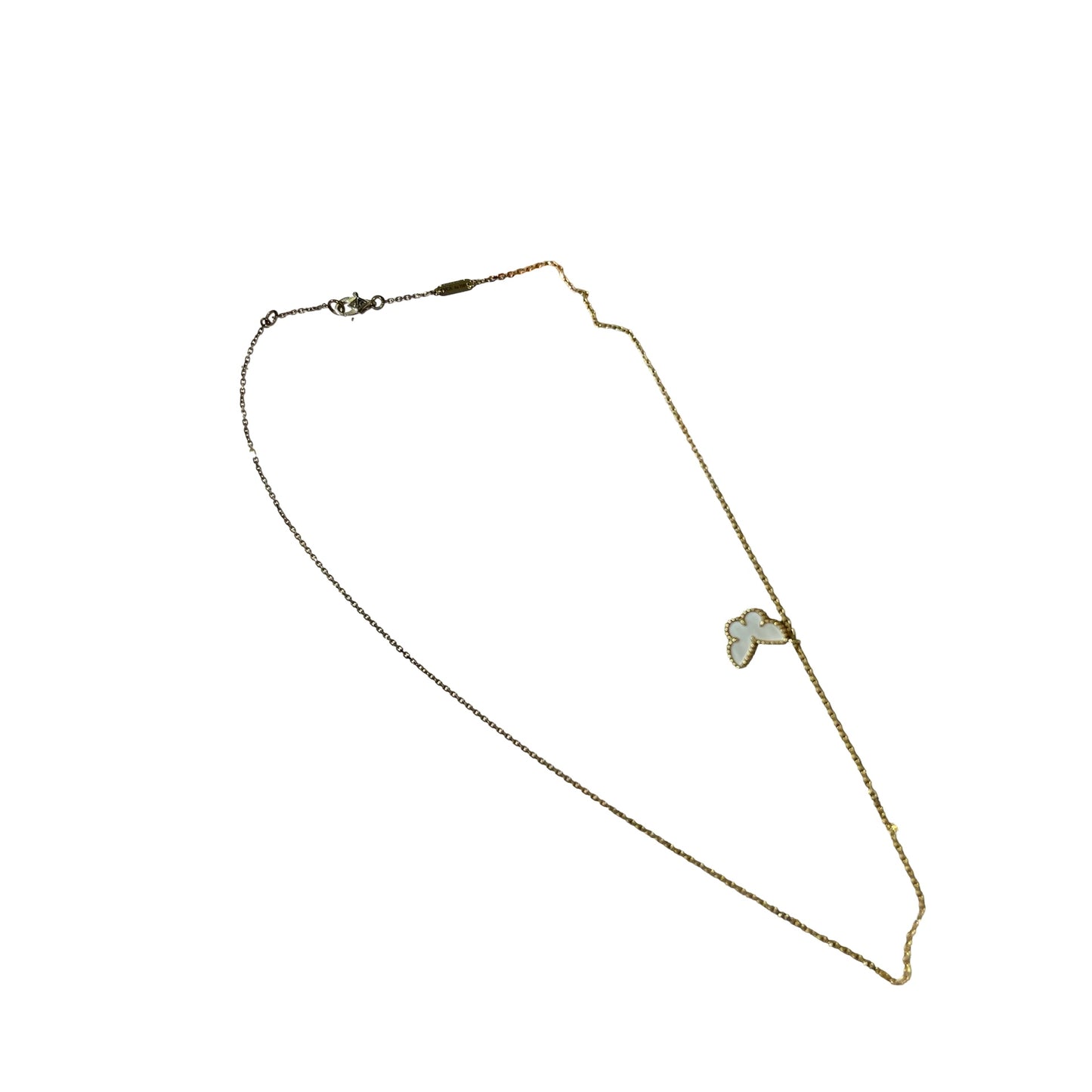 Used Van Cleef & Arpels 18K Gold Sweet Alhambra Butterfly Pendant Jewelry Beige