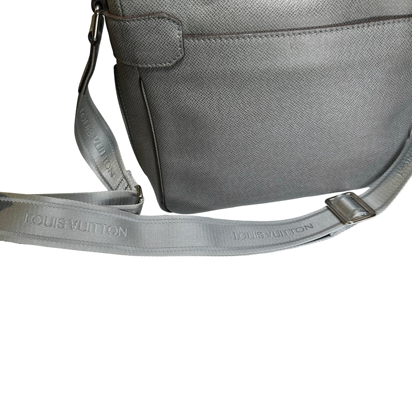 Used LOUIS VUITTON Calfskin Roman Messenger Bag Grey PHW