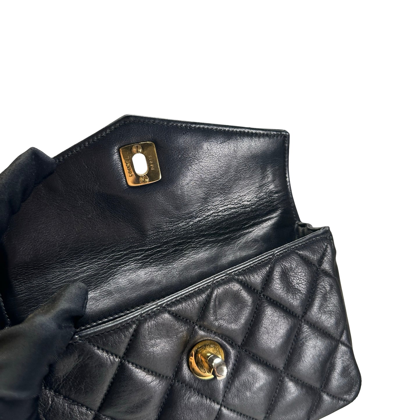 Used CHANEL Quilted Matelasse Belt bag Black
