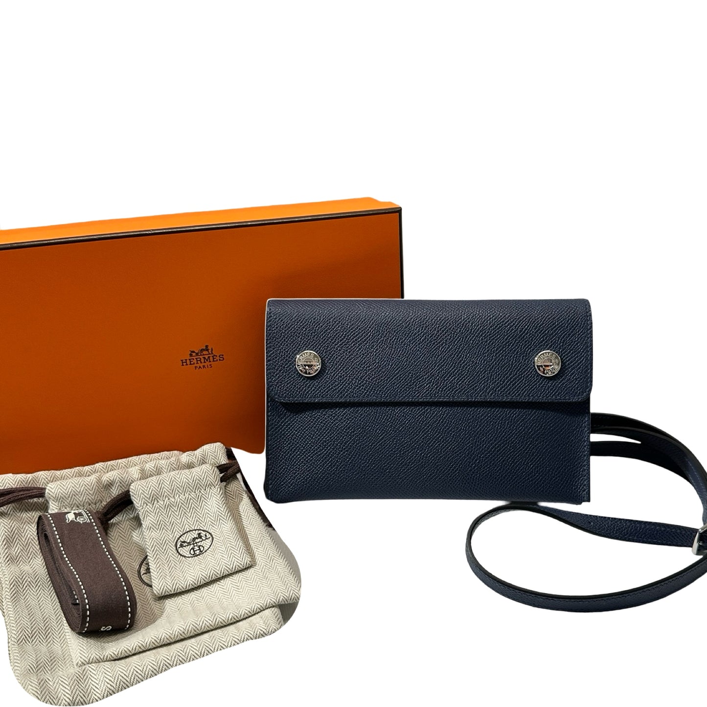 Used HERMÈS Epsom leather Snap bag Wallet Navy PHW