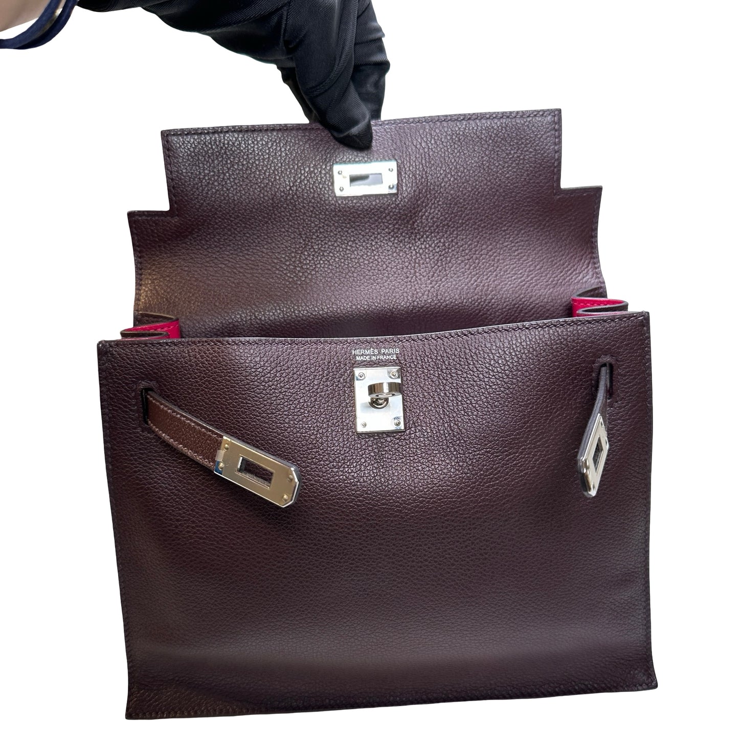 Used Hermès Clemence leather Kelly Danse Shoulder Bag Brown GHW