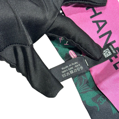 Unused Chanel Silk Scarf Green Pink White