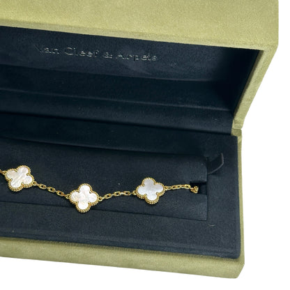 Used VAN CLEEF & ARPELS Mother of Pearl Yellow Gold Vintage Alhambra 5-motif bracelet BRACELET Gold White