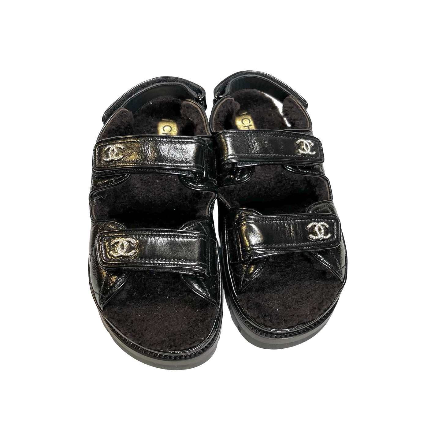 Used Chanel Calfskin Leather Shoes Black PHW