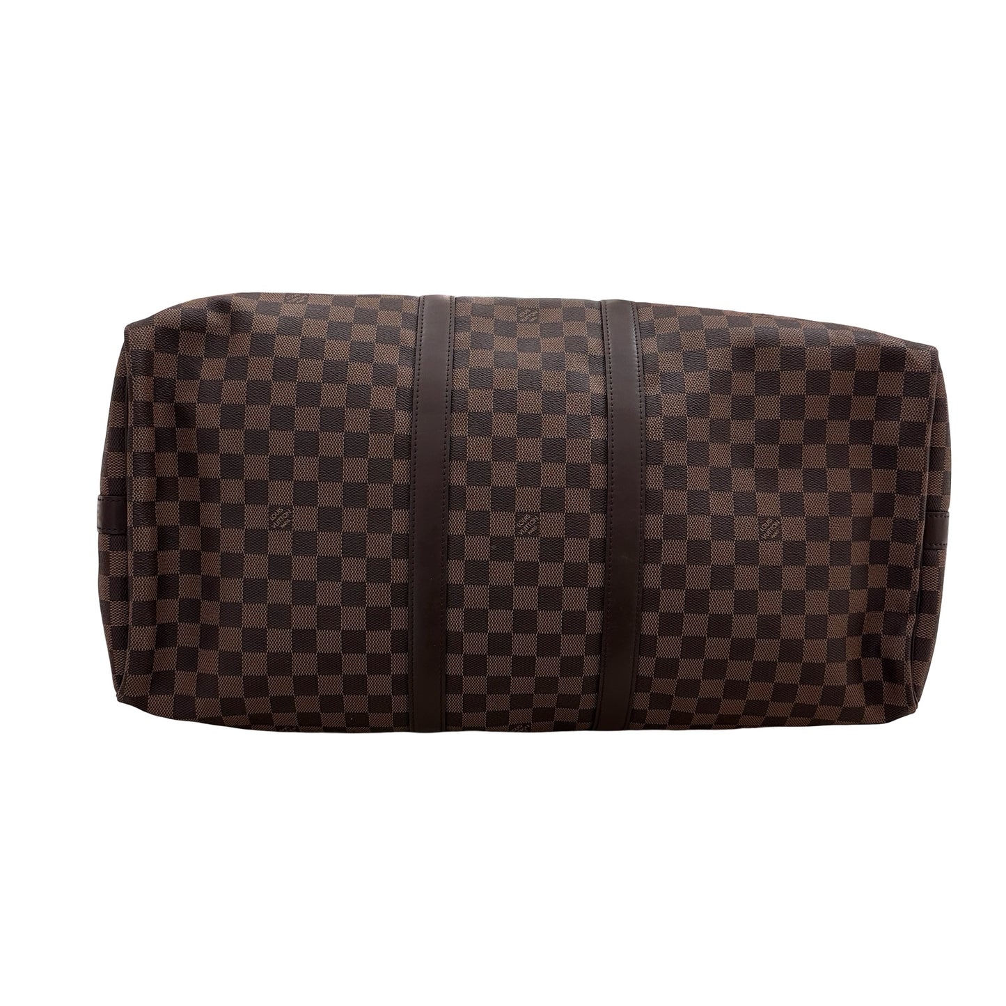 Used LOUIS VUITTON Damier Ebene Canvas KEEPALL Duffel Bag Brown GHW