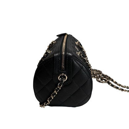 Used CHANEL Caviar Quilted Quilted Barrel Bag Barrel Bag Black