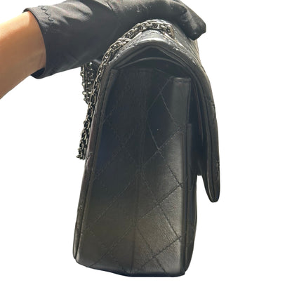 Used CHANEL Quilted Aged Calfskin 2.55 Reissue Flap Shoulder Bag Black，PHW