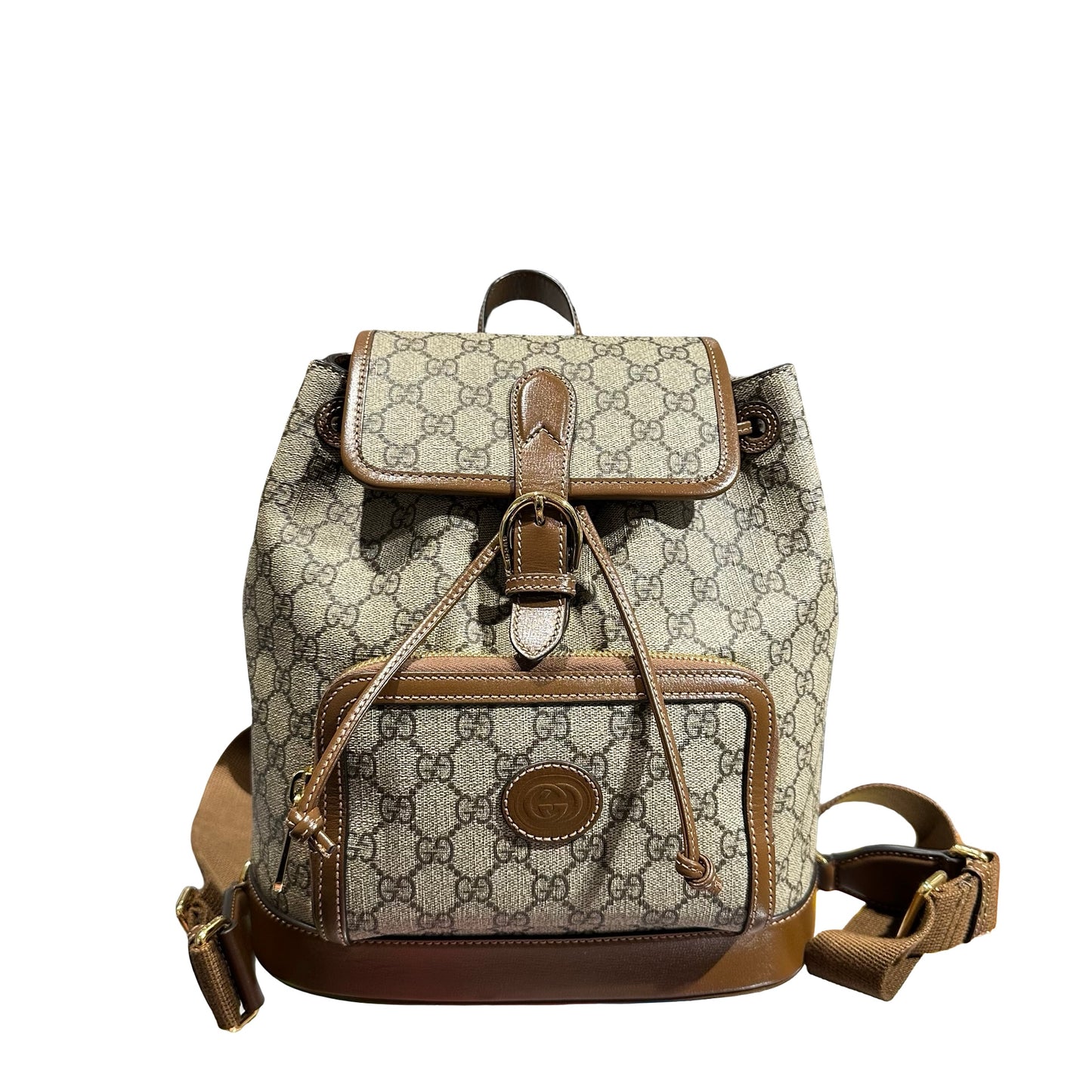 Used Gucci Canvas Gucci Monogram Backpack Backpack Beige Brown GHW