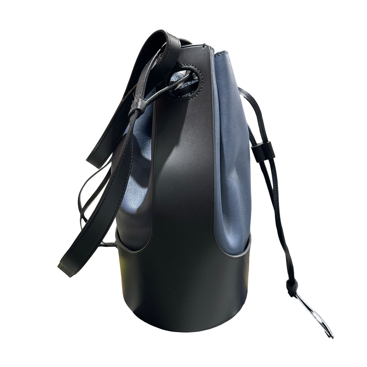 Used LOEWE Solid Balloon Bucket Bag Navy Blue Black