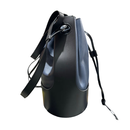 Used LOEWE Solid Balloon Bucket Bag Navy Blue Black