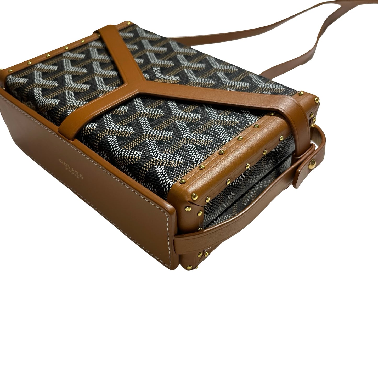 Used GOYARD Goyardine Minaudiere Crossbody Bag Black Brown
