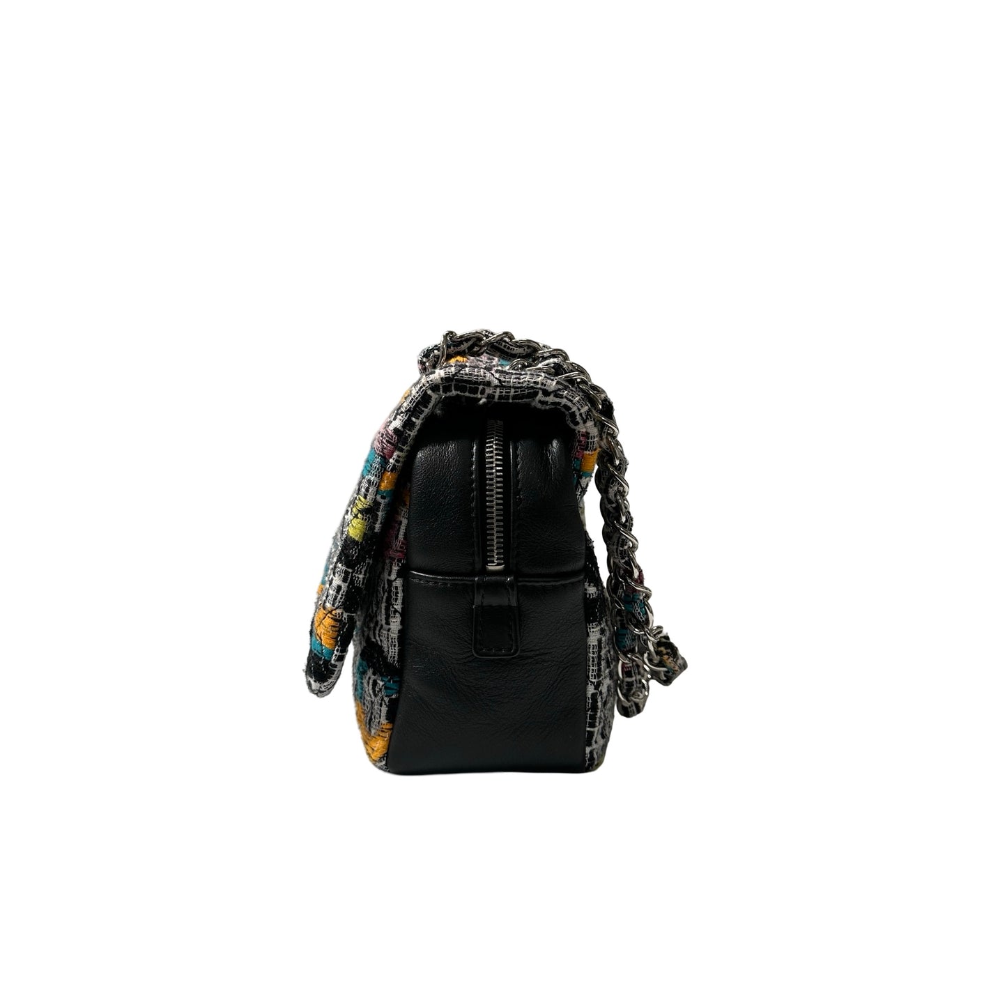 Used CHANEL Tweed Lambskin Leather Tweed No.5 Flap Shoulder Bag Multi colour PHW
