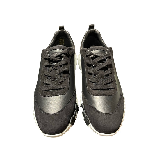 New HERMÈS Calfskin Leather Sneakers Black White