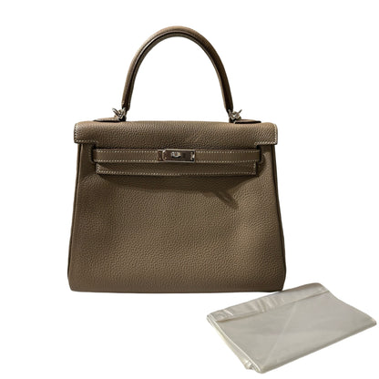 Used HERMÈS Kelly 25 Two Way Shoulder Bag Etoupe (18) PHW