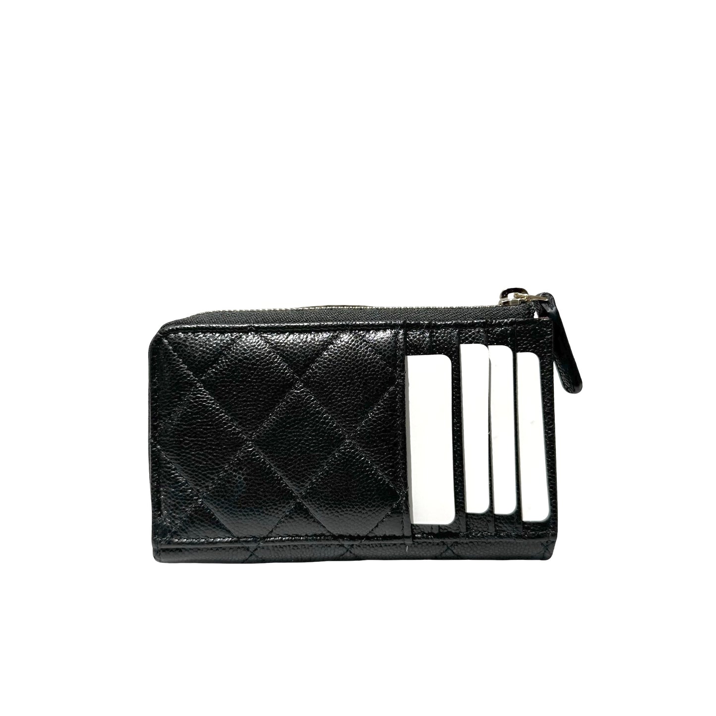New CHANEL Calfskin Leather Wallet Black GHW