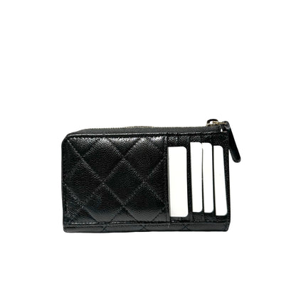 New CHANEL Calfskin Leather Wallet Black GHW