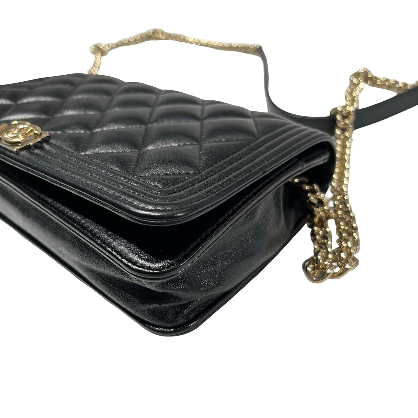 Used Chanel Lambskin Leather WOC Shoulder Bag Black GHW