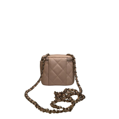 Used CHANEL Caviar Quilted Mini Vanity with Classic Chain Vanity case Beige Light Pink