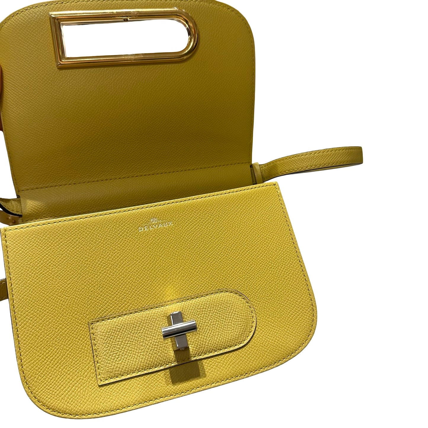 Used DELVAUX Alpina Calf Lingot Small Cross Body Bag Yellow PHW