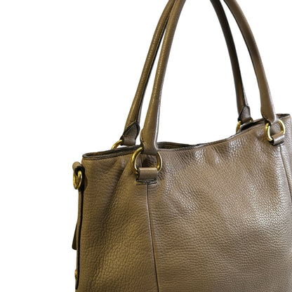 Used PRADA Vitello Phenix Leather Vitello Phenix Shopping Tote Handbag Argilla Grey Taupe