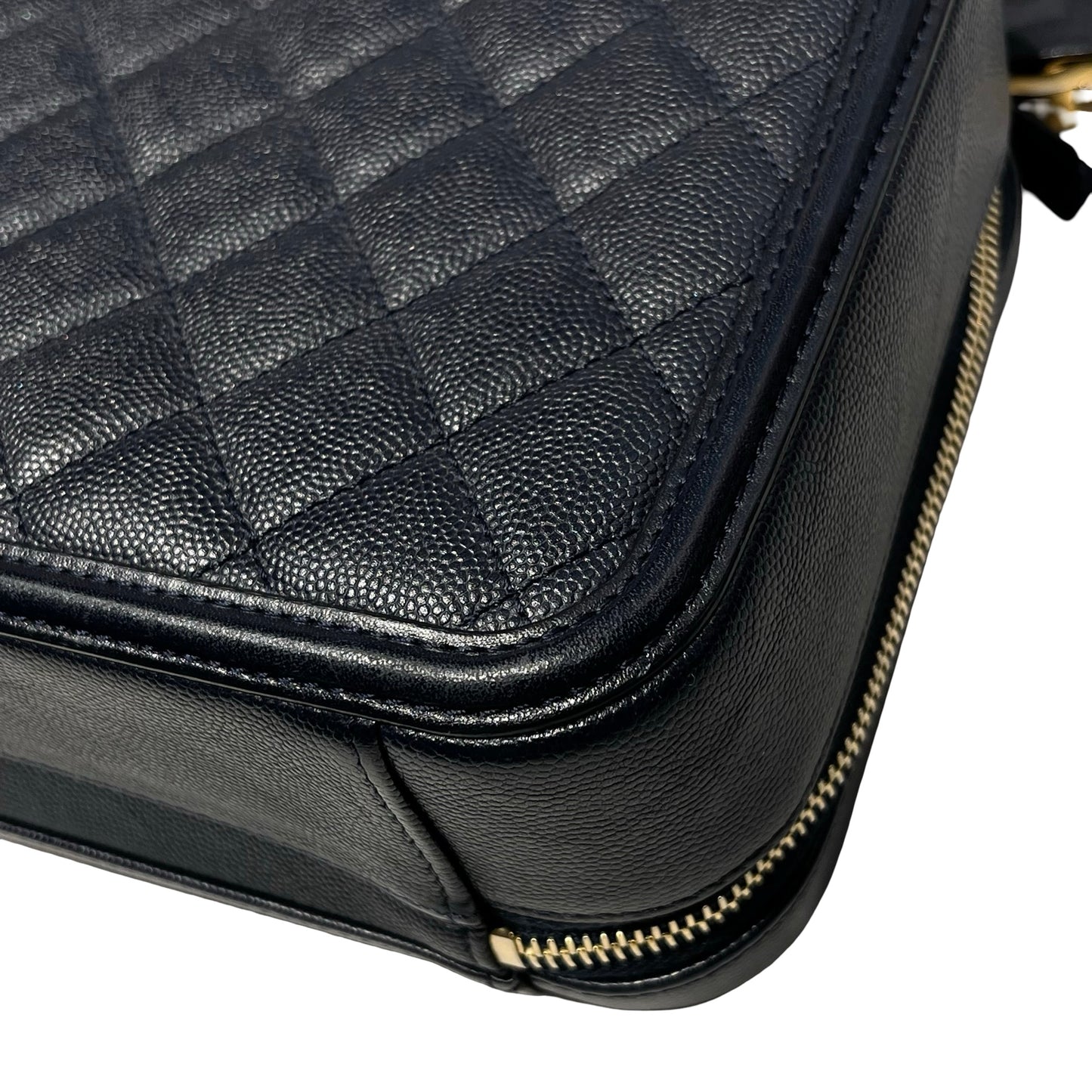 Used CHANEL Calfskin Leather Chanel Vanity Case Vanity Case Navy GHW