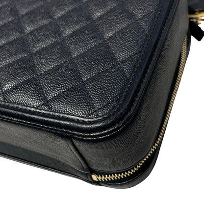 Used CHANEL Calfskin Leather Chanel Vanity Case Vanity Case Navy GHW