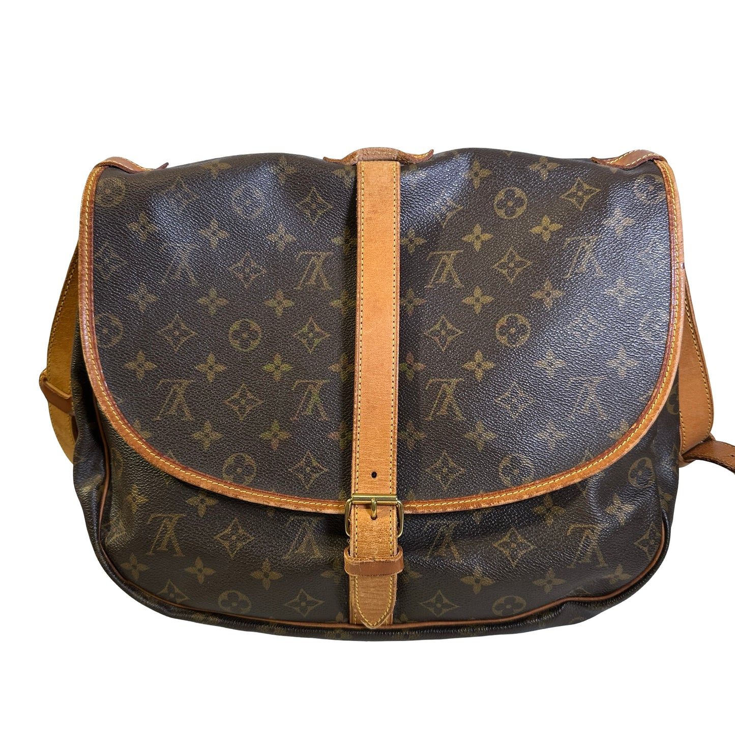 Used LOUIS VUITTON Monogram Saumur Messenger Bag Brown