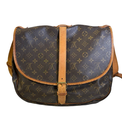 Used LOUIS VUITTON Monogram Saumur Messenger Bag Brown