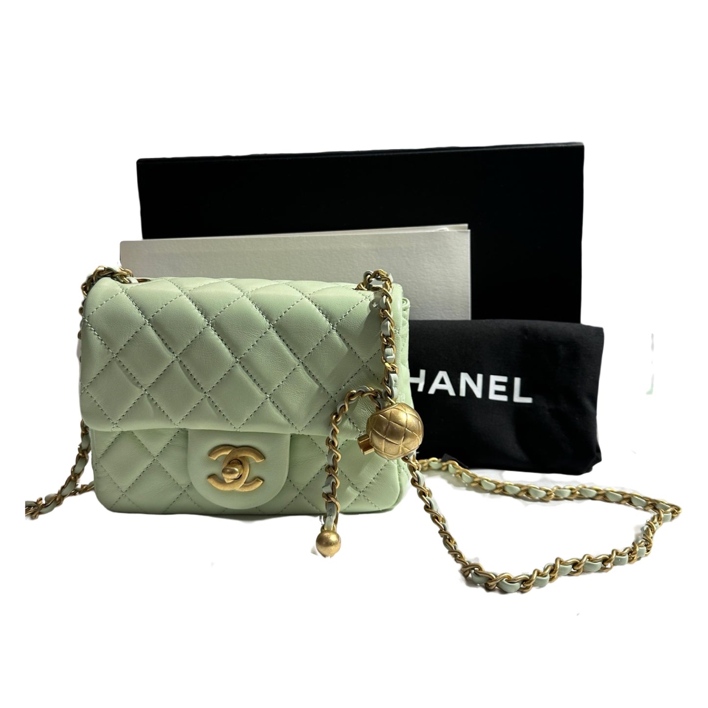 Brand New CHANEL Matelasse Quilted Mini Matelasse Mini Bag Light Green GHW