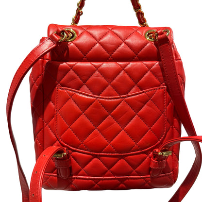Used CHANEL Lambskin Urban Spirit Backpack Backpack Red