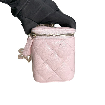 Used CHANEL Quilted Caviar Long Vanity Case Vanity case Pink