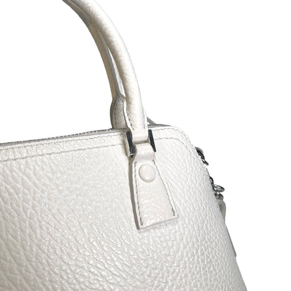 Used MAISON MARGIELA Textured Leather 5AC Classique Mini Bag Handbag White PHW