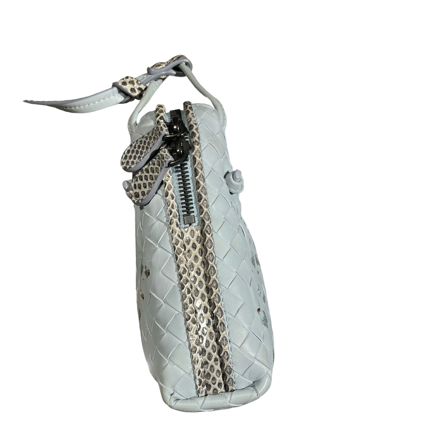 Used Bottega Veneta Lambskin Leather Butterfly Cross Body Bag PHW Grey