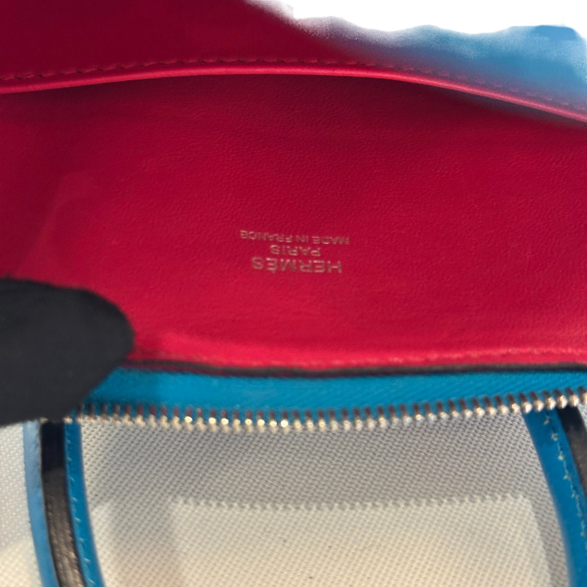 Used HERMES Leather Bolide Mini Handbag Blue