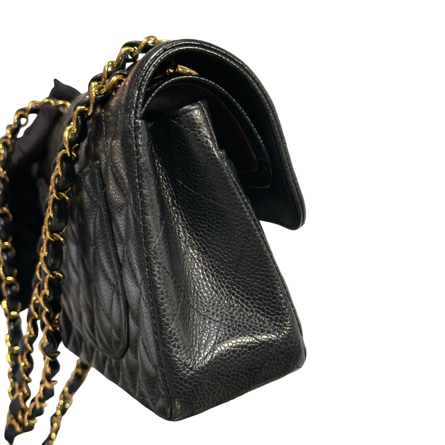 Used CHANEL Caviar Quilted CF23 Chain Shoulder Bag Black Gold