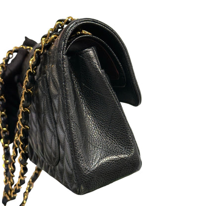 Used CHANEL Caviar Quilted CF23 Chain Shoulder Bag Black Gold