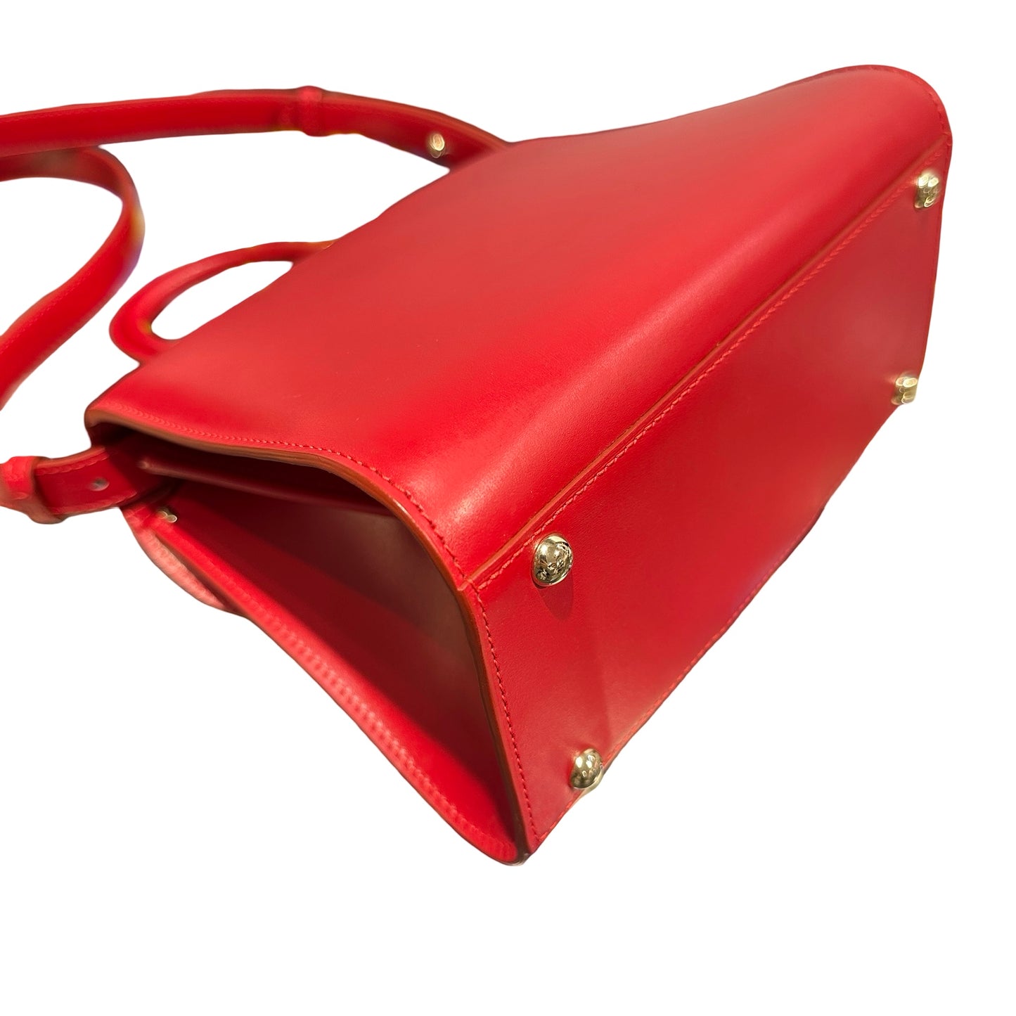 Used DELVAUX Brillant Mini Two Way Shoulder Bag Red