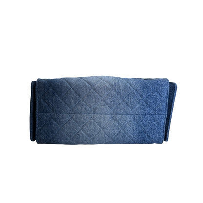 Used CHANEL Denim Quilted Kelly Shoulder Bag Blue GHW