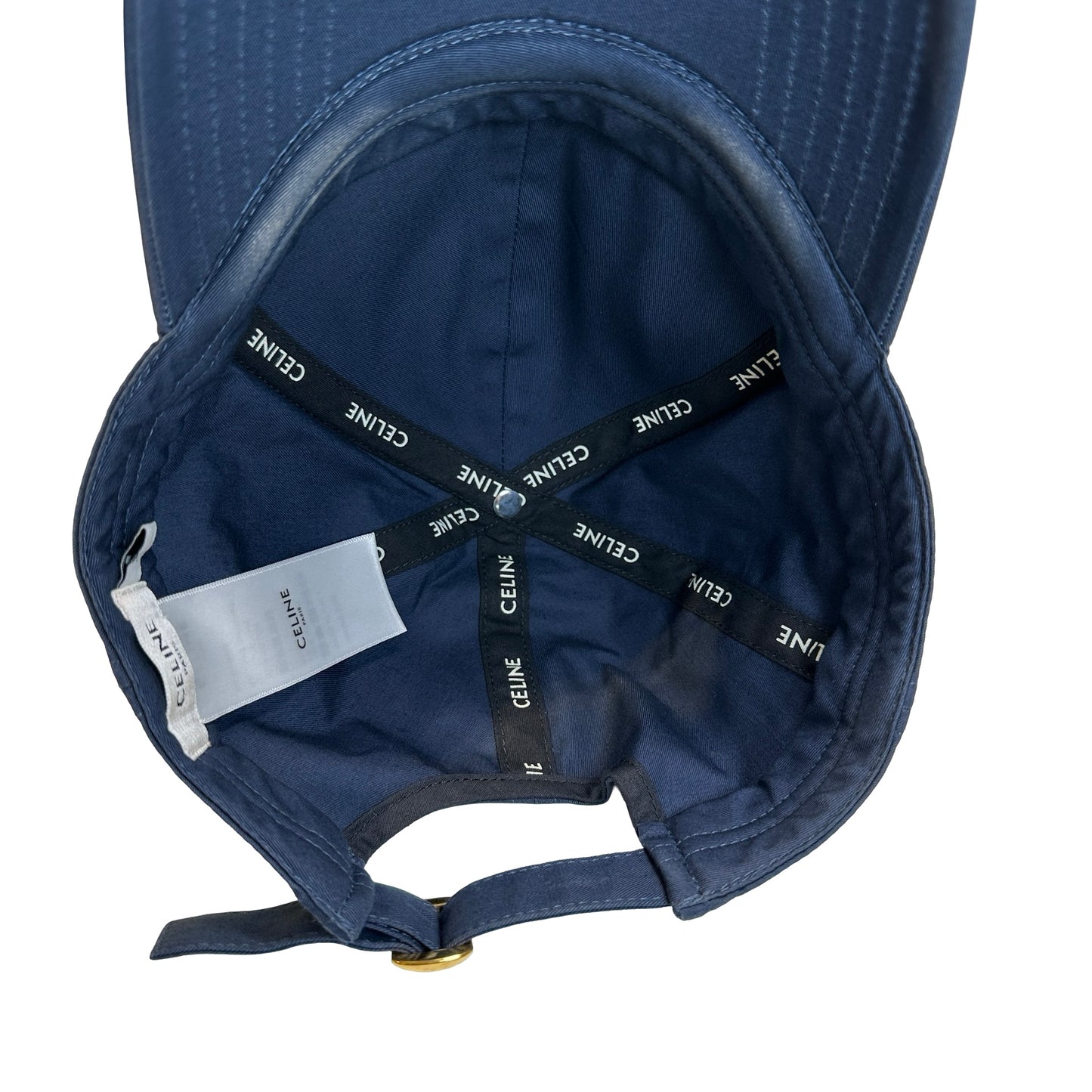 Used CELINE Logo Baseball Cap Hat Navy GHW